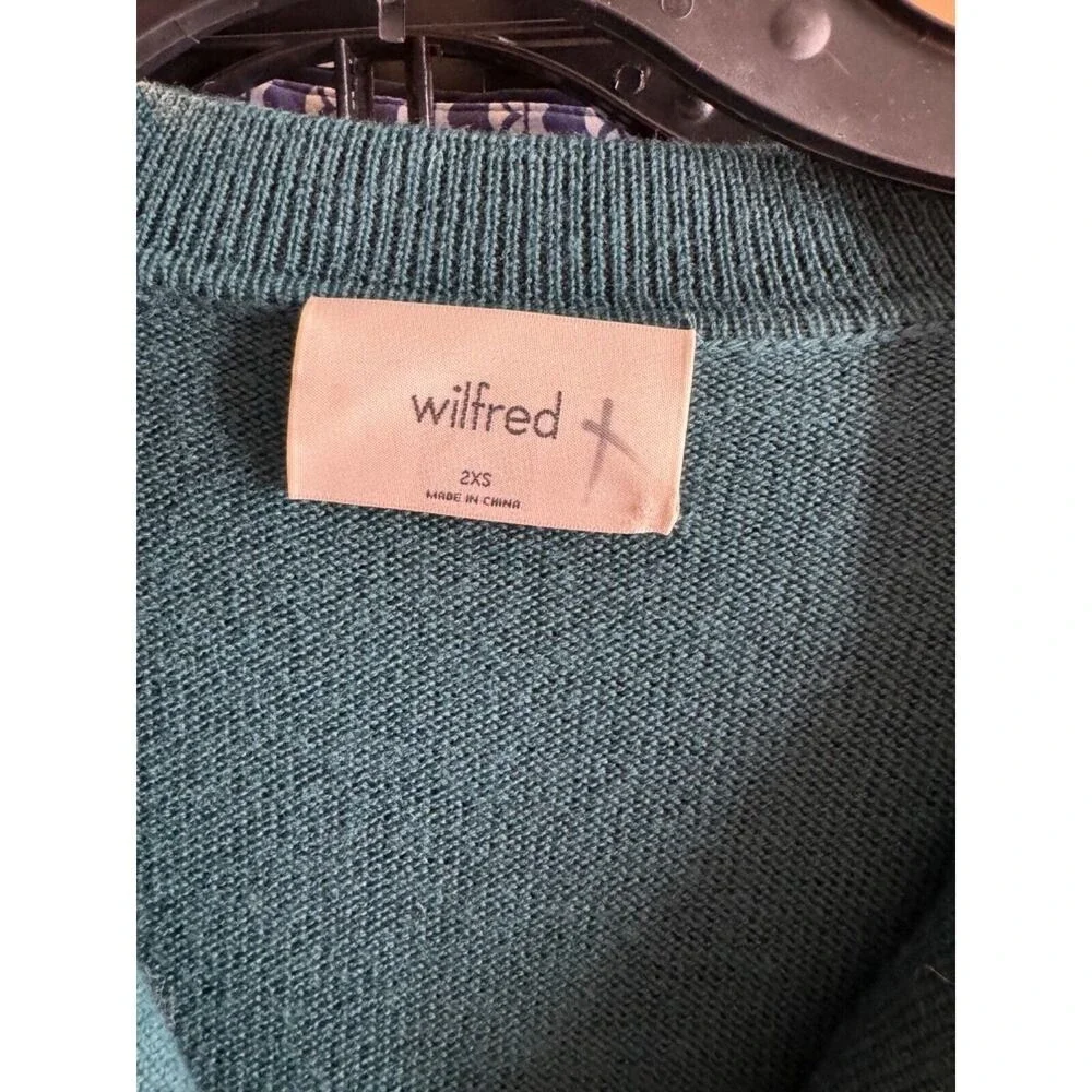 Wilfred Women's Teal Clara Merino Wool Long Sleeve Polo Sweater Size XXS
